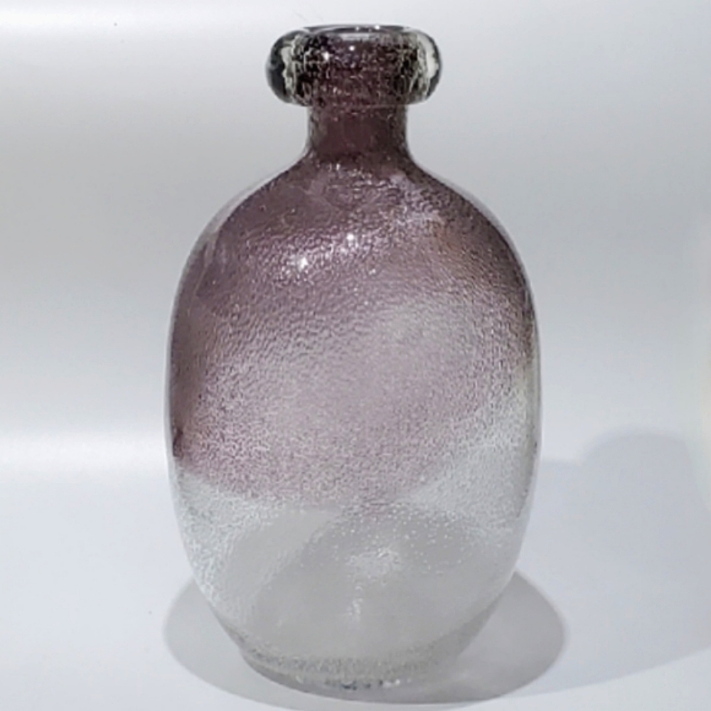 Vntg 11 3/4" Murano Bullicante Pulegoso Styled Purple Art Glass Vase